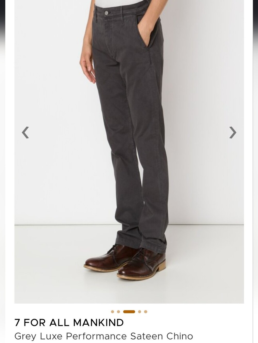 7 For All Mankind Grey Luxe Performance Sateen Chino Pants - Grey